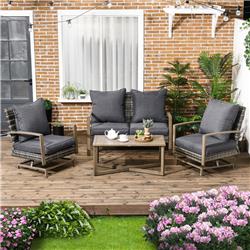 Picture of 212 Main 860-279V00GG Outsunny Wicker Patio Furniture Set with 2 Rocking Chairs&#44; Dark Gray - 4 Piece