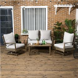 Picture of 212 Main 860-279V00LR Outsunny Wicker Patio Furniture Set with 2 Rocking Chairs&#44; Light Gray - 4 Piece