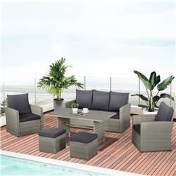 Picture of 212 Main 861-040GY Outsunny Patio Dining Set&#44; Mixed Gray - 6 Piece