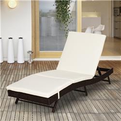 Picture of 212 Main 862-002 Outsunny Wicker Chaise Patio Lounge Chair&#44; Black & Cream