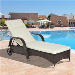 Picture of 212 Main 862-005BN Outsunny Reclining Chaise Lounge Chair&#44; Mixed Brown