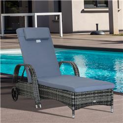Picture of 212 Main 862-005GY Outsunny Reclining Chaise Lounge Chair&#44; Gray