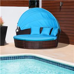 Picture of 212 Main 862-021V01BN Outdoor Patio Round Daybed with Retractable Canopy&#44; Blue - 4 Piece