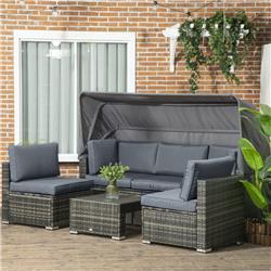 Picture of 212 Main 862-027V02GG Outsunny Outdoor Daybed with Canopy&#44; Gray - 4 Piece