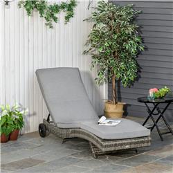 Picture of 212 Main 862-030 Outsunny Wicker Rocking Chair with Chair Cushions 5-Level Adjustable Backrest & 2 Wheels&#44; Gray