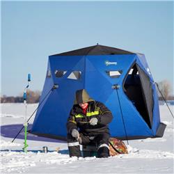 AB1-013V00DB Outsunny 4 Person Insulated Ice Fishing Shelter 360-deg View, Dark Blue -  212 Main