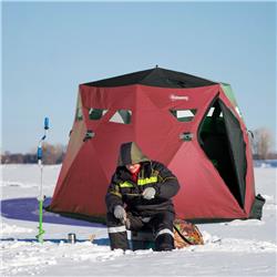 AB1-013V00RD Outsunny 4 Person Insulated Ice Fishing Shelter 360-deg View, Red -  212 Main