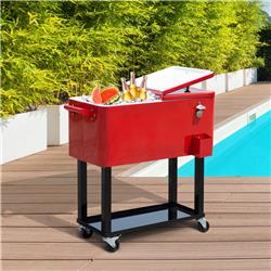 Picture of 212 Main B2-0010 Outsunny 80 qt. Rolling Cooling Bins Ice Chest on Wheels Outdoor Stand Up Drink Cooler Cart for Party&#44; Red