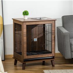 Picture of 212 Main D02-071V80 PawHut Wooden Dog Crate End Table Pet Cage Kennel with Removable Tray & Lockable Door&#44; Brown