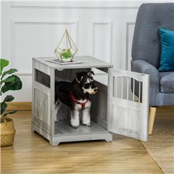 Picture of 212 Main D02-072LG PawHut Wooden & Wire Dog Crate with Surface Stylish Pet Kennel & Magnetic Doors&#44; Gray