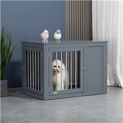 Picture of 212 Main D02-082V80GY PawHut Furniture Style Dog Crate End Table Kennel with Double Doors for Medium Dogs