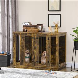 Picture of 212 Main D02-087V00RB PawHut Furniture Style Dog Crate with Removable Divider&#44; Rustic Brown