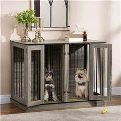 Picture of 212 Main D02-087V80 PawHut Furniture Style Dog Crate with Removable Divider&#44; Dark Walnut