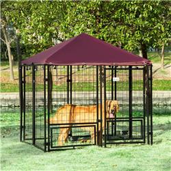 Picture of 212 Main D02-092 PawHut Indoor & Outdoor Metal Dog Kennel&#44; Black & Red