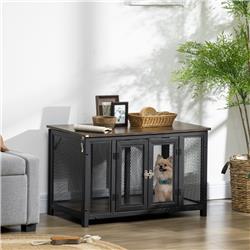 Picture of 212 Main D02-124V00DR PawHut Furniture Style Dog Crate with Openable Top&#44; Brown & Black