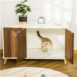 Picture of 212 Main D31-025 PawHut Cat Litter Box Enclosure Hidden Cat Furniture with Adjustable Shelf Magnetic Door