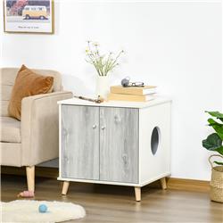 Picture of 212 Main D31-030V80 PawHut Wooden Cat Litter Box Enclosure End Table with 2 Magnetic Doors Wide Tabletop