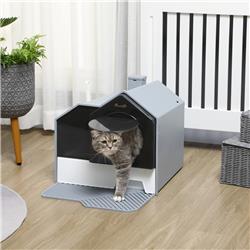 Picture of 212 Main D31-077V00GY PawHut Hooded Cat Litter Box with Kitty Litter Mat&#44; Gray