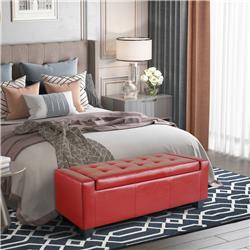 Picture of 212 Main 02-0235 Homcom 50.5 in. Faux Leather Rectangular Tufted Storage Ottoman&#44; Bright Red