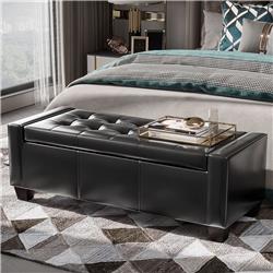 Picture of 212 Main 02-0237 Homcom 50.5 in. Faux Leather Rectangular Tufted Storage Ottoman for Living Room & Entryway & Bedroom&#44; Black