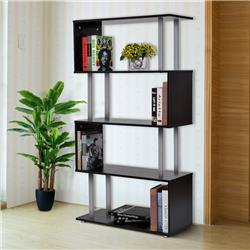 Picture of 212 Main 02-0600 Homcom Modern S-Shaped 5 Tier Room Dividing Bookcase Wooden Storage Display Stand Shelf&#44; Black