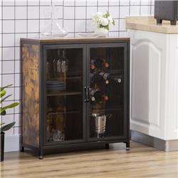 Picture of 212 Main 801-245 Homcom Industrial Wine Cabinet with 9 Bottle Wine Rack&#44; Rustic Brown & Black