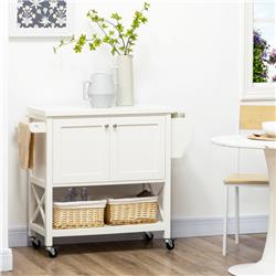 Picture of 212 Main 801-248WT Homcom Rolling Kitchen Island Cart with Rubberwood Top & Storage&#44; White