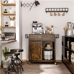 Picture of 212 Main 801-267BN Homcom Rolling Kitchen Island Cart with Adjustable Shelf&#44; Rustic Brown & Black