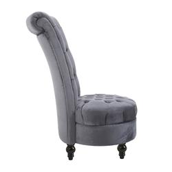 831-105GY Homcom Retro High Back Armless Royal Fabric Upholstered Tufted Seat Accent Chair for Living Room, Grey