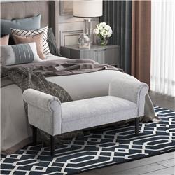Picture of 212 Main 831-153 52 in. Homcom Linen Upholstered Accent Ottoman Bench with Armrests&#44; Light Grey