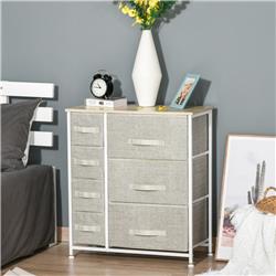 7-Drawer Storage Tower - White & Grey - Compact Organizer - Stylish Design