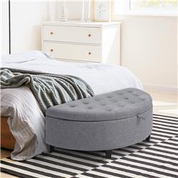 Picture of 212 Main 831-304V80GY Homcom Half Moon Modern Luxurious Polyester Fabric Storage Ottoman Bench&#44; Grey