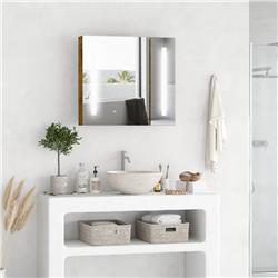Picture of 212 Main 834-442V80 27.5 x 25.5 in. Kleankin Lighted Medicine Bathroom Cabinet with Mirror&#44; Dark Wood Grain