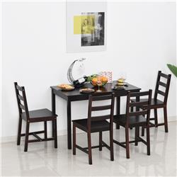 Picture of 212 Main 835-038BN Homcom Dining Table&#44; Dark Chestnut Brown - Set for 4 - 5 Piece