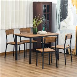 Picture of 212 Main 835-084 Homcom Modern Industrial Dining Table & Chairs Set&#44; Dark Walnut - 5 Piece