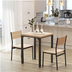 Picture of 212 Main 835-090 Homcom Dining Table&#44; Light Wood Grain Color & Black Frame - Set of 2 - 3 Piece