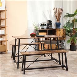 Picture of 212 Main 835-792V01RB Homcom Industrial Dining Table Set&#44; Rustic Brown - 3 Piece