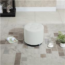Picture of 212 Main 838-103V80WT Homcom 360 deg Swivel Foot Stool Round PU Ottoman with Thick Sponge Padding & Solid Steel Base&#44; White