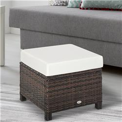 Picture of 212 Main 841-002 20 in. Outsunny Outdoor Ottoman&#44; Mixed Brown Rattan & Cream White Fabric