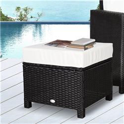 Picture of 212 Main 841-002V01 20 in. Outsunny Patio Wicker Ottoman&#44; Black Rattan & Cream White Fabric