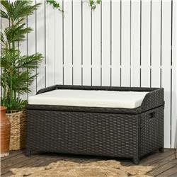 Picture of 212 Main 841-153V02DR Outsunny Patio Wicker Storage Bench&#44; Brown Rattan & Cream White Cushion