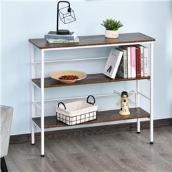 Picture of 212 Main 801-139V80WT Homcom 3-Tier Industrial Style Storage Metal Wooden Shelf with a Robust Multi-Functional Design & Adjustable Feet&#44; Brown White