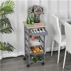 Picture of 212 Main 801-157GY Homcom Compact Cart Rolling Kitchen Island with Storage&#44; Grey