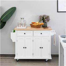 Picture of 212 Main 801-161WT Homcom on Wheels Rolling Kitchen Island Cart&#44; White