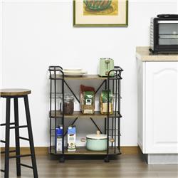 Picture of 212 Main 801-201V80 Homcom Bar Cart Industrial Kitchen Cart with Wheels&#44; Light Brown Wood Grain