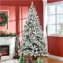 Picture of 212 Main 830-527V03GN 7.5 ft. Homcom Tall Unlit Snow Flocked Pine Artificial Christmas Tree with Realistic Branches&#44; Green & White