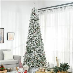 Picture of 212 Main 830-547V02GN 9 ft. Homcom Pencil Snow Flocked Artificial Christmas Tree with 1350 Pine Realistic Branches&#44; Green & White