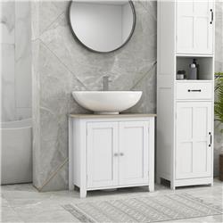 Picture of 212 Main 834-306 Homcom U Shaped Bathroom Vanity with Metal Knob&#44; White & Wood