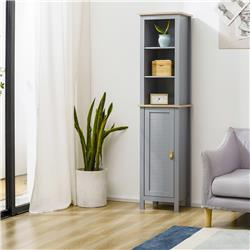 Picture of 212 Main 834-315 Kleankin Tall Storage Bathroom Cabinet with 3 Tier Shelf&#44; Grey