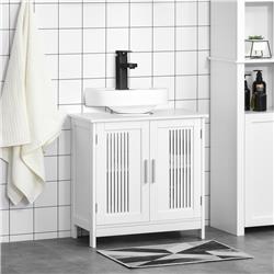 Picture of 212 Main 834-343WT Kleankin Under Sink Vanity Unit Bathroom Cabinet with Adjustable Shelf Space Saver&#44; White